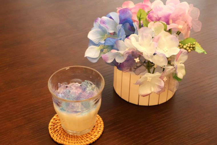 紫陽花ゼリー作り